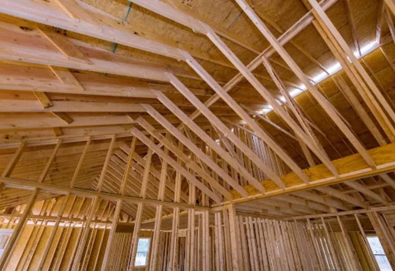 Floor framing structural design by Central Coast Engineers — timber floor joists and bearers during construction
